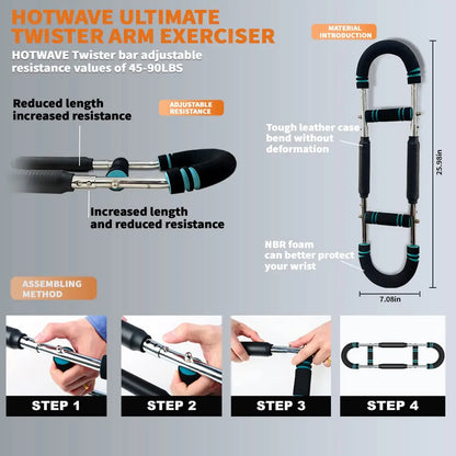 HOTWAVE Arm Trainer, Adjustable Chest Workout Equipment, Arm Trainer for Men, Chest Trainer for Men, Shoulder Muscle Training, Portable Spring Resistance Home Fitness Equipment Summerwins