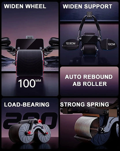 Automatic Rebound Ab Roller Wheel with Timer, Ergonomic Design, Non-Slip Grips, Ab Workout Equipment for Core Muscle Training, at Home Gym Gear