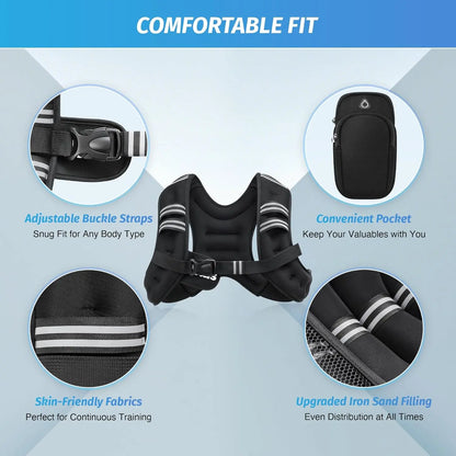 【Dealsforyoudays】Zelus Weighted Vests,6/8/12/16/20/25/30Lb Rucking Vest with Detachable Phone Pouch&Reflective Stripes&Adjustable Straps|Exercise Equipment & Workout Enhancer for Motivational Walking,Strength Training,Running #Tiktokshopdealsforyoudays