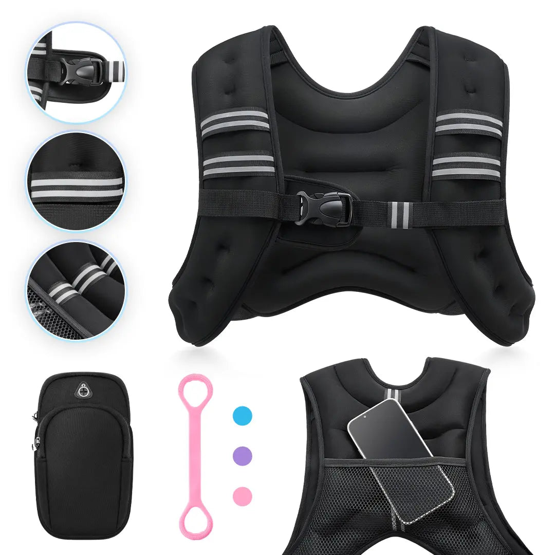 【Dealsforyoudays】Zelus Weighted Vests,6/8/12/16/20/25/30Lb Rucking Vest with Detachable Phone Pouch&Reflective Stripes&Adjustable Straps|Exercise Equipment & Workout Enhancer for Motivational Walking,Strength Training,Running #Tiktokshopdealsforyoudays