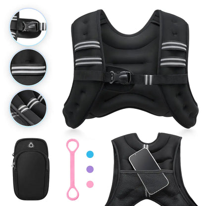 【Dealsforyoudays】Zelus Weighted Vests,6/8/12/16/20/25/30Lb Rucking Vest with Detachable Phone Pouch&Reflective Stripes&Adjustable Straps|Exercise Equipment & Workout Enhancer for Motivational Walking,Strength Training,Running #Tiktokshopdealsforyoudays
