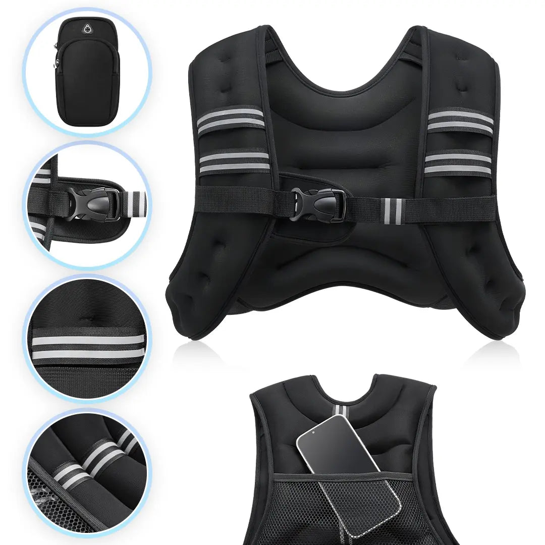 【Dealsforyoudays】Zelus Weighted Vests,6/8/12/16/20/25/30Lb Rucking Vest with Detachable Phone Pouch&Reflective Stripes&Adjustable Straps|Exercise Equipment & Workout Enhancer for Motivational Walking,Strength Training,Running #Tiktokshopdealsforyoudays
