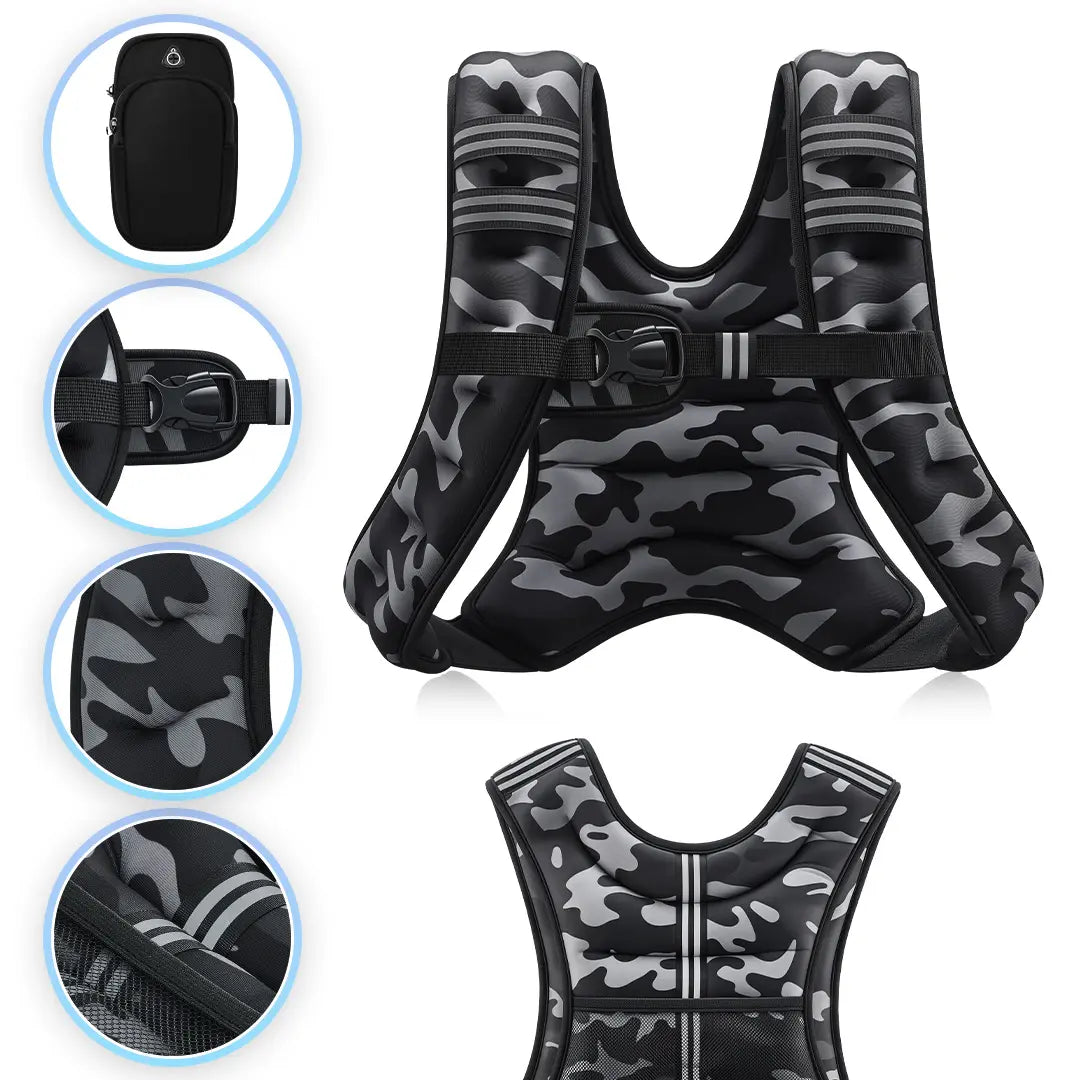 【Dealsforyoudays】Zelus Weighted Vests,6/8/12/16/20/25/30Lb Rucking Vest with Detachable Phone Pouch&Reflective Stripes&Adjustable Straps|Exercise Equipment & Workout Enhancer for Motivational Walking,Strength Training,Running #Tiktokshopdealsforyoudays