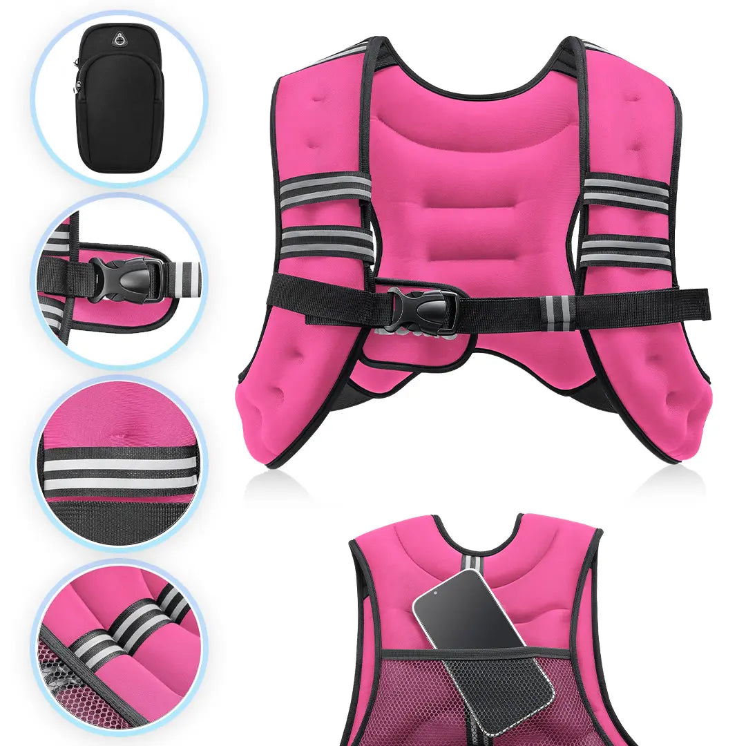 【Dealsforyoudays】Zelus Weighted Vests,6/8/12/16/20/25/30Lb Rucking Vest with Detachable Phone Pouch&Reflective Stripes&Adjustable Straps|Exercise Equipment & Workout Enhancer for Motivational Walking,Strength Training,Running #Tiktokshopdealsforyoudays