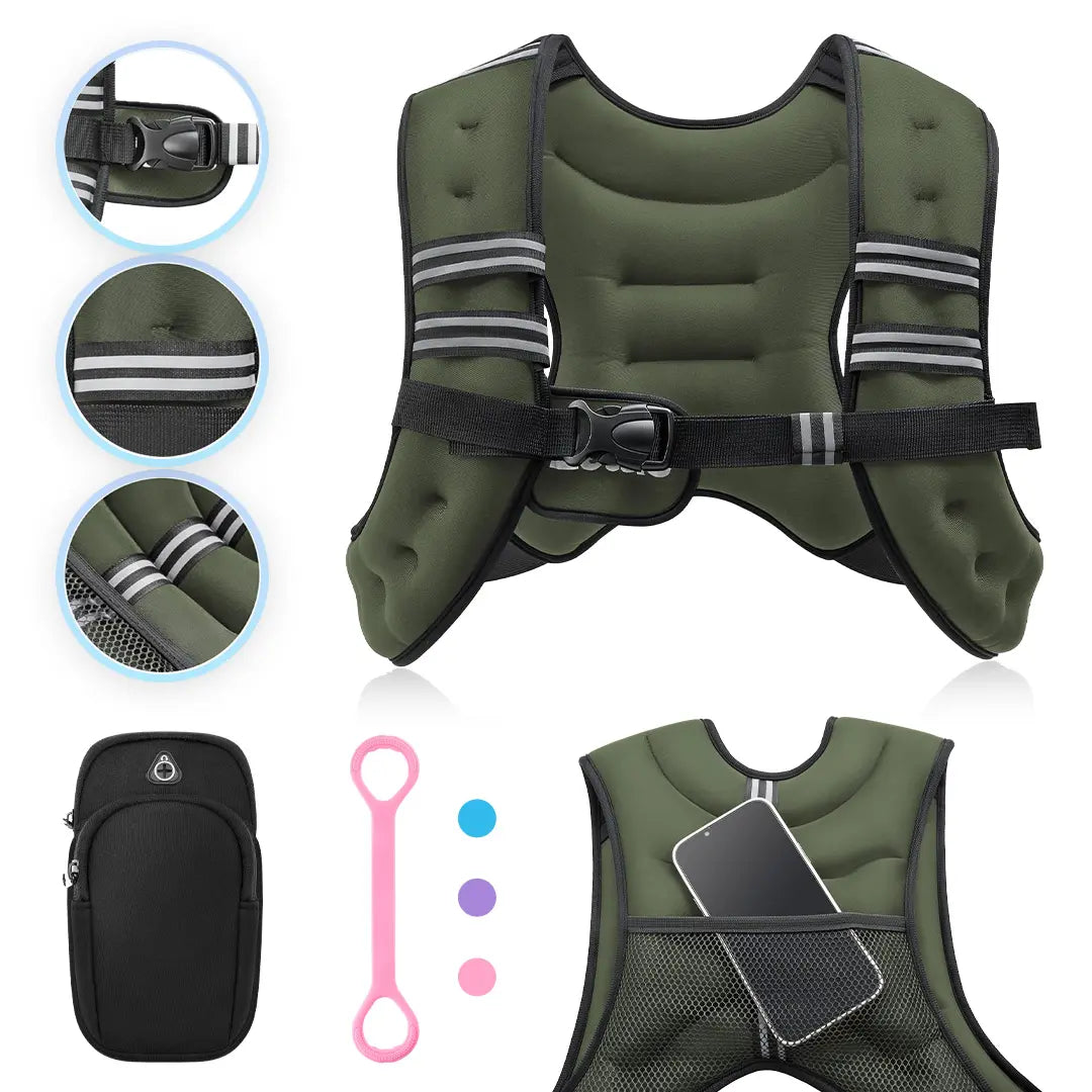 【Dealsforyoudays】Zelus Weighted Vests,6/8/12/16/20/25/30Lb Rucking Vest with Detachable Phone Pouch&Reflective Stripes&Adjustable Straps|Exercise Equipment & Workout Enhancer for Motivational Walking,Strength Training,Running #Tiktokshopdealsforyoudays