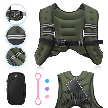 【Dealsforyoudays】Zelus Weighted Vests,6/8/12/16/20/25/30Lb Rucking Vest with Detachable Phone Pouch&Reflective Stripes&Adjustable Straps|Exercise Equipment & Workout Enhancer for Motivational Walking,Strength Training,Running #Tiktokshopdealsforyoudays