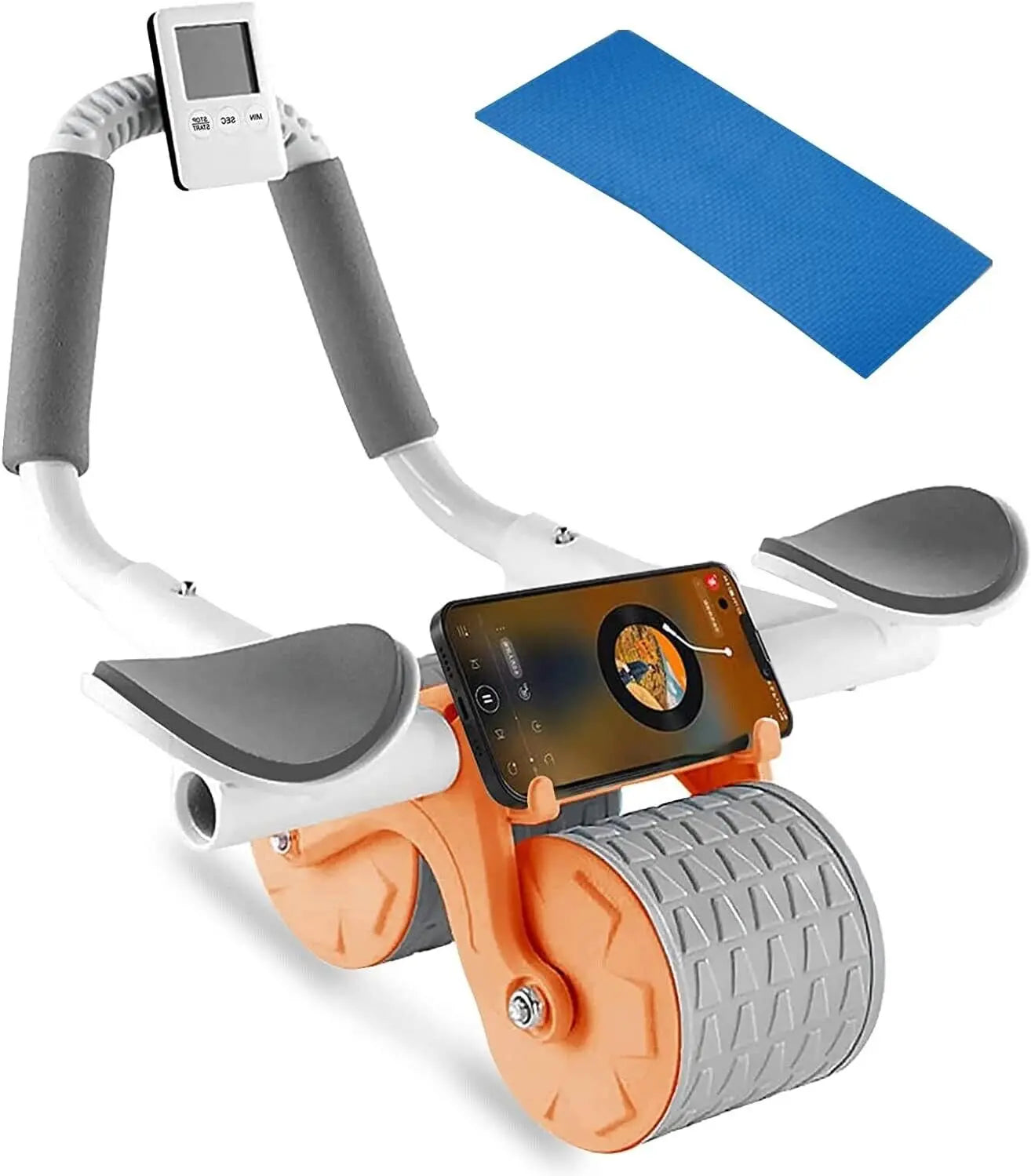 Automatic Rebound Ab Roller Wheel with Timer, Ergonomic Design, Non-Slip Grips, Ab Workout Equipment for Core Muscle Training, at Home Gym Gear
