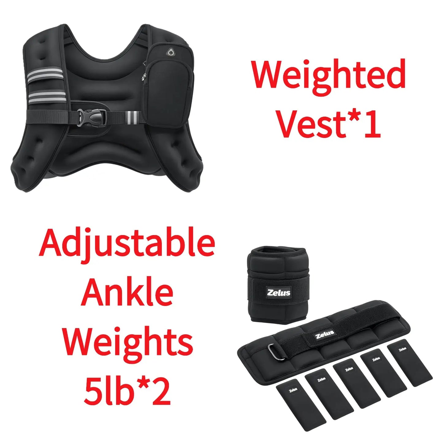 【Dealsforyoudays】Zelus Weighted Vests,6/8/12/16/20/25/30Lb Rucking Vest with Detachable Phone Pouch&Reflective Stripes&Adjustable Straps|Exercise Equipment & Workout Enhancer for Motivational Walking,Strength Training,Running #Tiktokshopdealsforyoudays