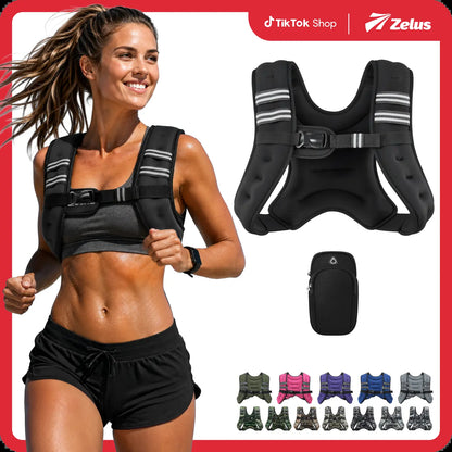 【Dealsforyoudays】Zelus Weighted Vests,6/8/12/16/20/25/30Lb Rucking Vest with Detachable Phone Pouch&Reflective Stripes&Adjustable Straps|Exercise Equipment & Workout Enhancer for Motivational Walking,Strength Training,Running #Tiktokshopdealsforyoudays