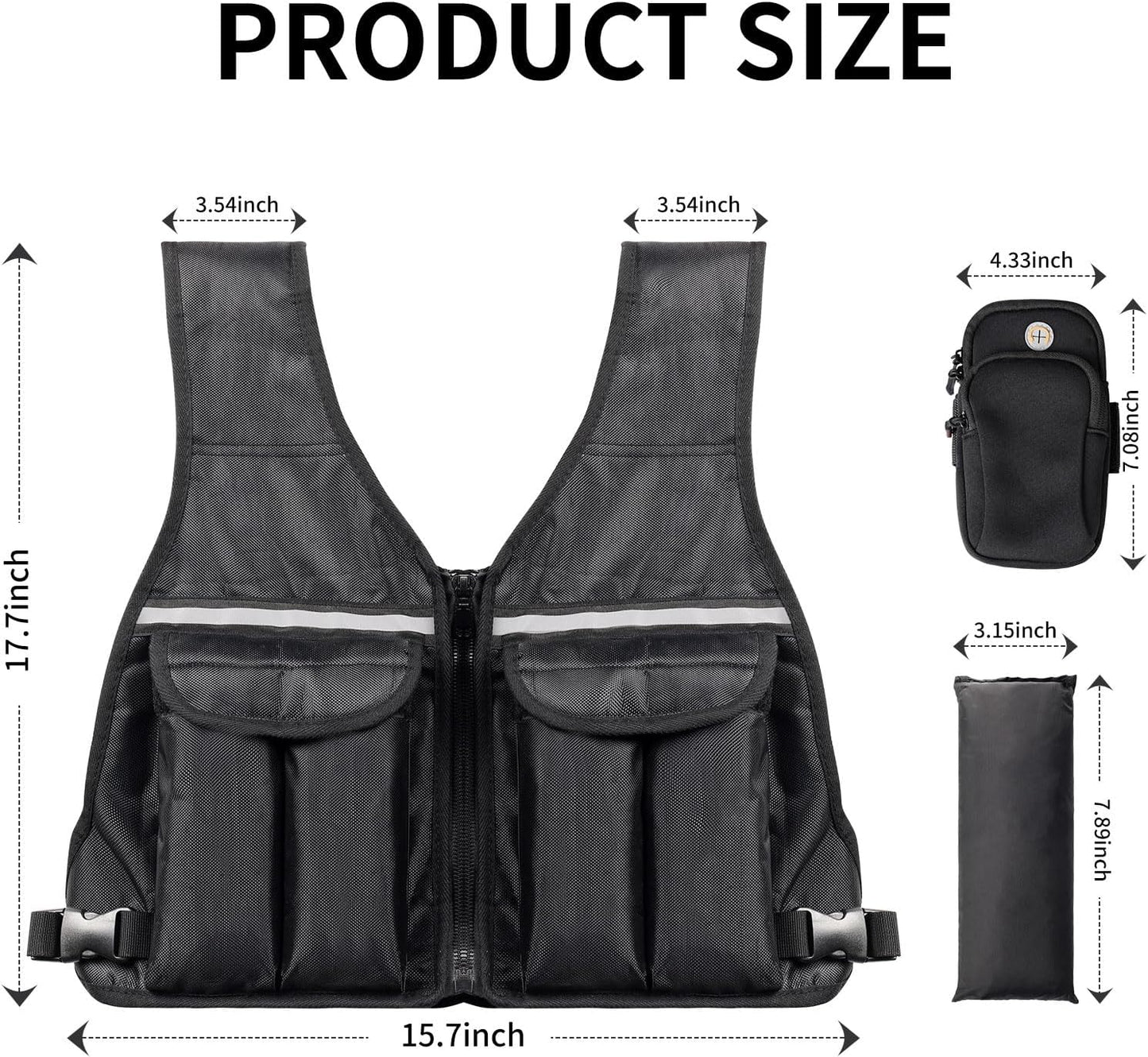 Adjustable Weighted Vest, 0-10 Lb/0-12 Lb/0-18 Lb Weight Vest for Women and Man with 8 Removable Sandbag and Pocket | Weighted Vest for Walking, Running, Weight Loss, Strength Training