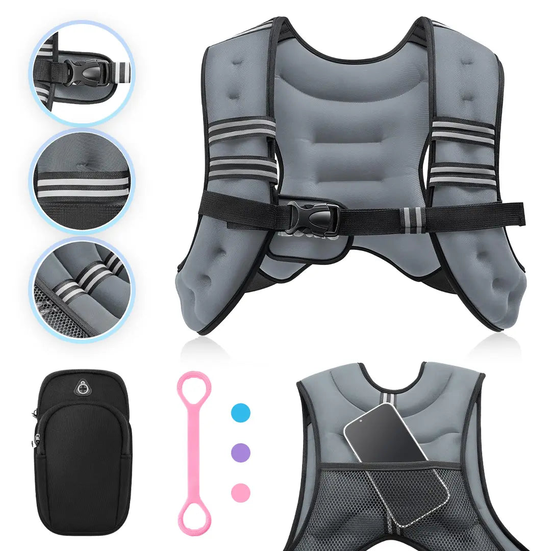【Dealsforyoudays】Zelus Weighted Vests,6/8/12/16/20/25/30Lb Rucking Vest with Detachable Phone Pouch&Reflective Stripes&Adjustable Straps|Exercise Equipment & Workout Enhancer for Motivational Walking,Strength Training,Running #Tiktokshopdealsforyoudays
