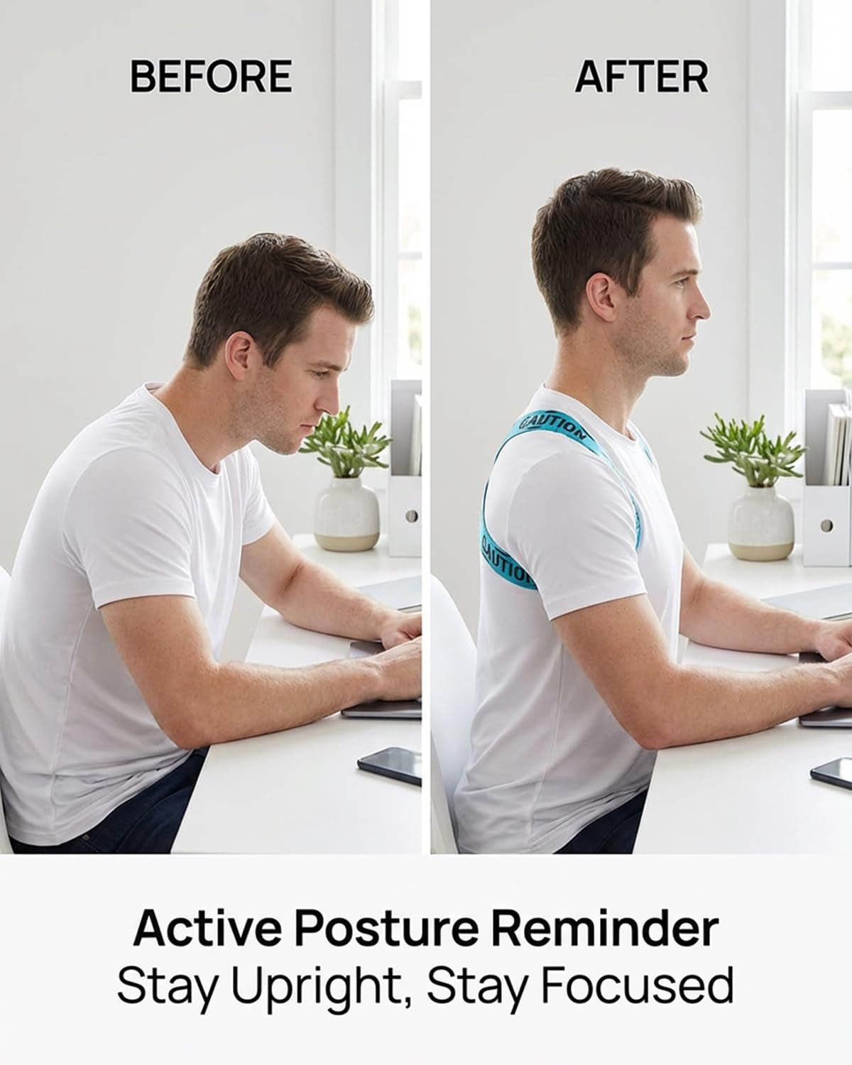 ® 1/8" Ultra-Slim Invisible Posture Corrector for Men, High-Airflow Breathable Fabric Upper Back Brace Posture Corrector under Shirt for Gen Z Professionals,Business Meetings & Date Night