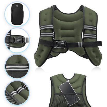 【Dealsforyoudays】Zelus Weighted Vests,6/8/12/16/20/25/30Lb Rucking Vest with Detachable Phone Pouch&Reflective Stripes&Adjustable Straps|Exercise Equipment & Workout Enhancer for Motivational Walking,Strength Training,Running #Tiktokshopdealsforyoudays
