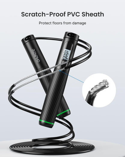RENPHO Cordless Jump Rope, Weighted Jump Rope with Counter, Jump Ropes for Fitness, Smart Skipping Rope for Crossfit