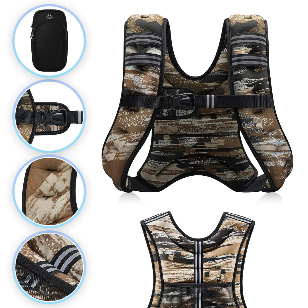 【Dealsforyoudays】Zelus Weighted Vests,6/8/12/16/20/25/30Lb Rucking Vest with Detachable Phone Pouch&Reflective Stripes&Adjustable Straps|Exercise Equipment & Workout Enhancer for Motivational Walking,Strength Training,Running #Tiktokshopdealsforyoudays