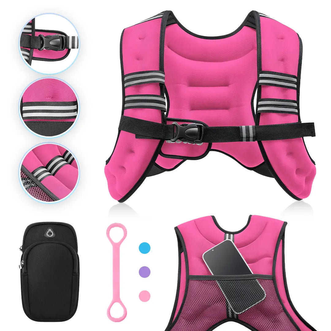 【Dealsforyoudays】Zelus Weighted Vests,6/8/12/16/20/25/30Lb Rucking Vest with Detachable Phone Pouch&Reflective Stripes&Adjustable Straps|Exercise Equipment & Workout Enhancer for Motivational Walking,Strength Training,Running #Tiktokshopdealsforyoudays