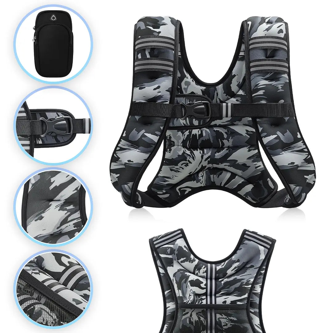 【Dealsforyoudays】Zelus Weighted Vests,6/8/12/16/20/25/30Lb Rucking Vest with Detachable Phone Pouch&Reflective Stripes&Adjustable Straps|Exercise Equipment & Workout Enhancer for Motivational Walking,Strength Training,Running #Tiktokshopdealsforyoudays
